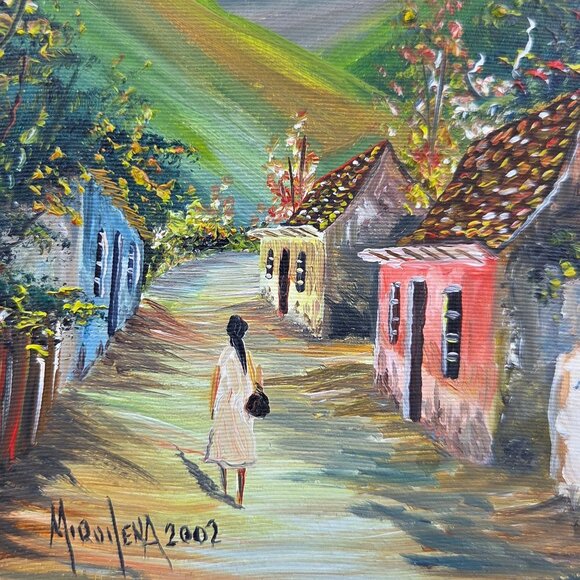 South American Painting Arist Signed Miquilena Original Set of 2 - Picture 7 of 8